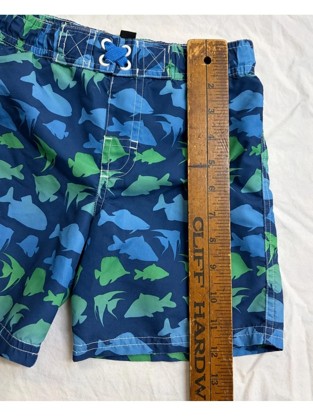 iXtreme Boys 3T Swim Trunks Blue Green Fish Print Mesh Lined Board Shorts